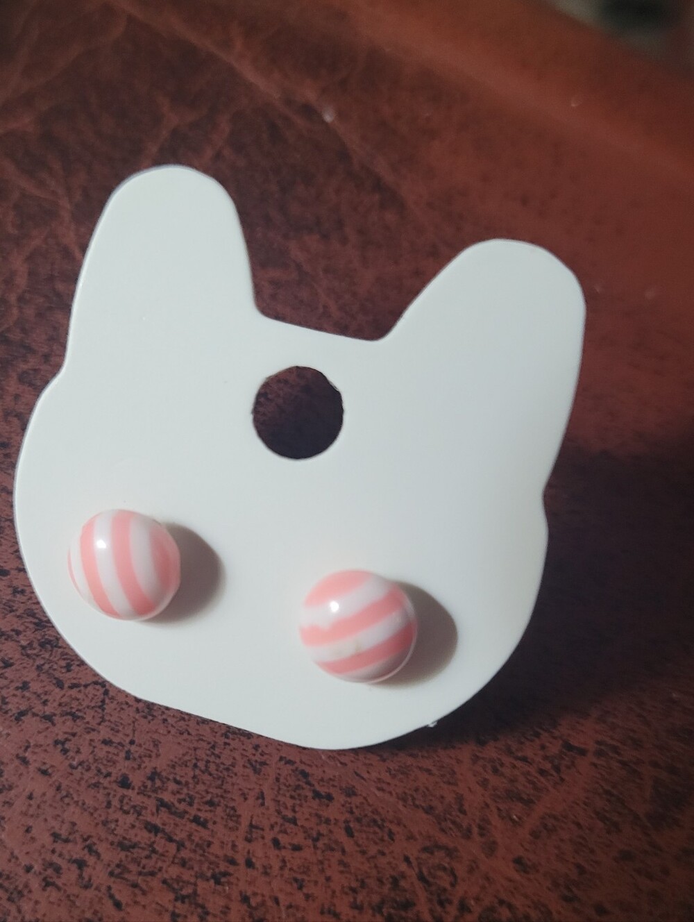 Cute pink and white candy-striped stud earrings
